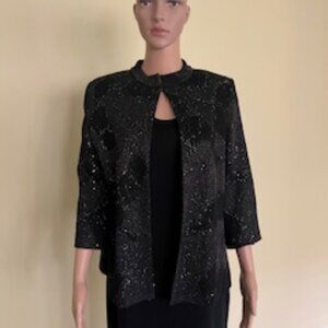 Ming Wang Black Silver Evening Jacket M